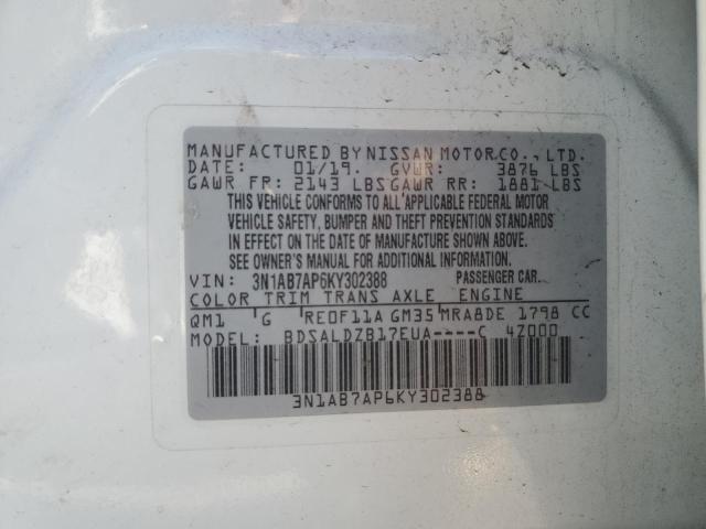 Photo 11 VIN: 3N1AB7AP6KY302388 - NISSAN SENTRA S 