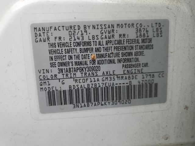 Photo 11 VIN: 3N1AB7AP6KY309020 - NISSAN SENTRA 