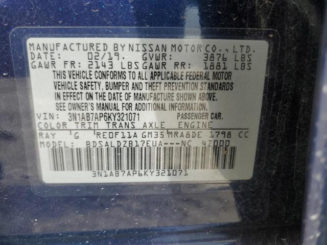 Photo 12 VIN: 3N1AB7AP6KY321071 - NISSAN SENTRA S 