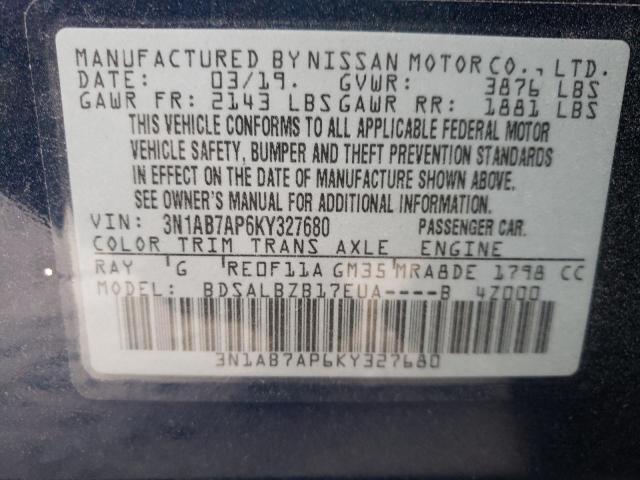 Photo 9 VIN: 3N1AB7AP6KY327680 - NISSAN SENTRA S 