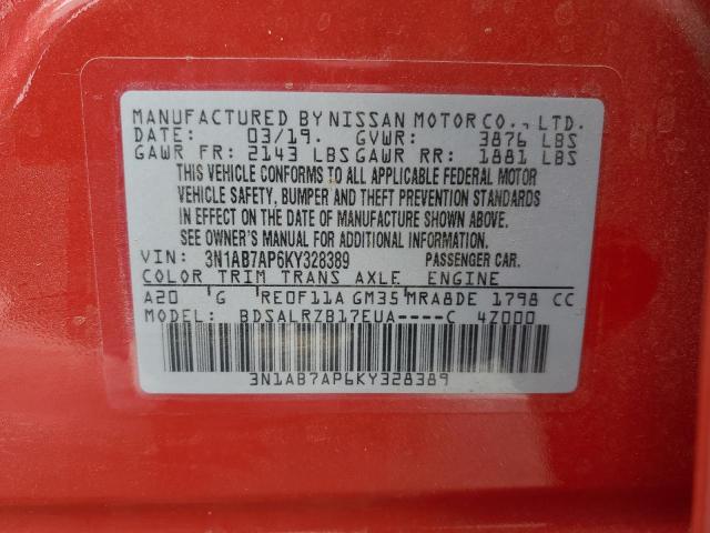 Photo 11 VIN: 3N1AB7AP6KY328389 - NISSAN SENTRA S 