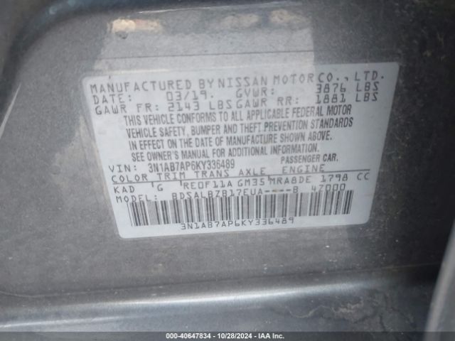 Photo 8 VIN: 3N1AB7AP6KY336489 - NISSAN SENTRA 