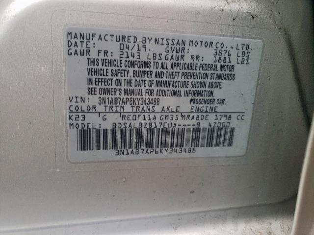 Photo 9 VIN: 3N1AB7AP6KY343488 - NISSAN SENTRA S 