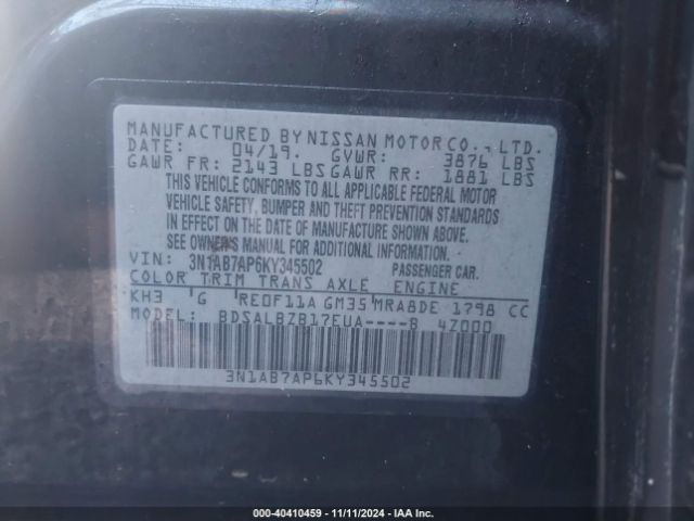 Photo 8 VIN: 3N1AB7AP6KY345502 - NISSAN SENTRA 