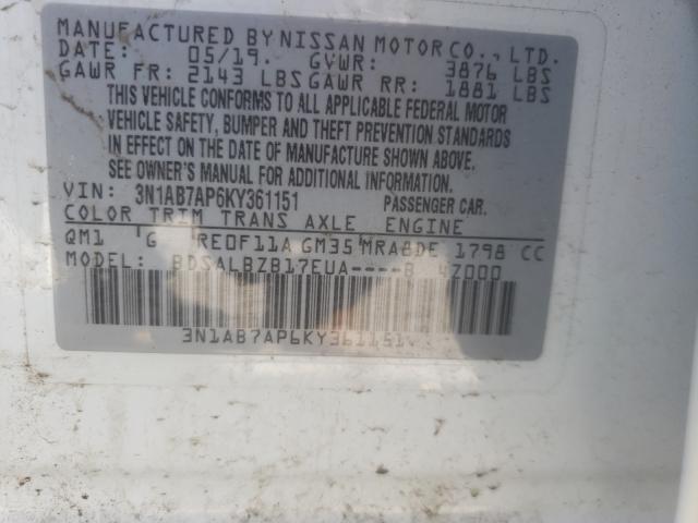 Photo 9 VIN: 3N1AB7AP6KY361151 - NISSAN SENTRA S 