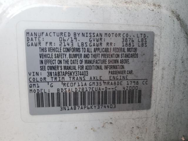 Photo 11 VIN: 3N1AB7AP6KY374403 - NISSAN SENTRA S 