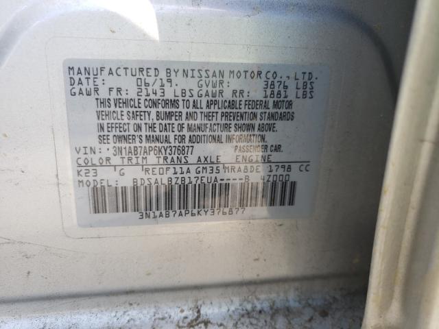 Photo 9 VIN: 3N1AB7AP6KY376877 - NISSAN SENTRA S 