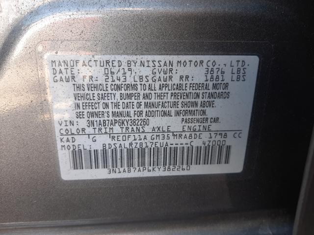 Photo 9 VIN: 3N1AB7AP6KY382260 - NISSAN SENTRA S 