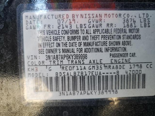 Photo 11 VIN: 3N1AB7AP6KY389998 - NISSAN SENTRA S 