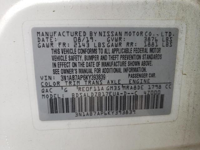 Photo 12 VIN: 3N1AB7AP6KY393839 - NISSAN SENTRA 