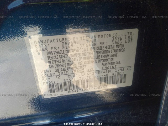 Photo 8 VIN: 3N1AB7AP6KY402457 - NISSAN SENTRA 