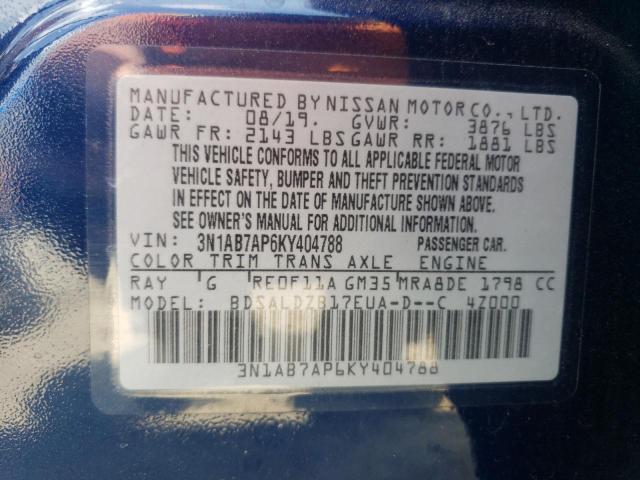 Photo 11 VIN: 3N1AB7AP6KY404788 - NISSAN SENTRA S 