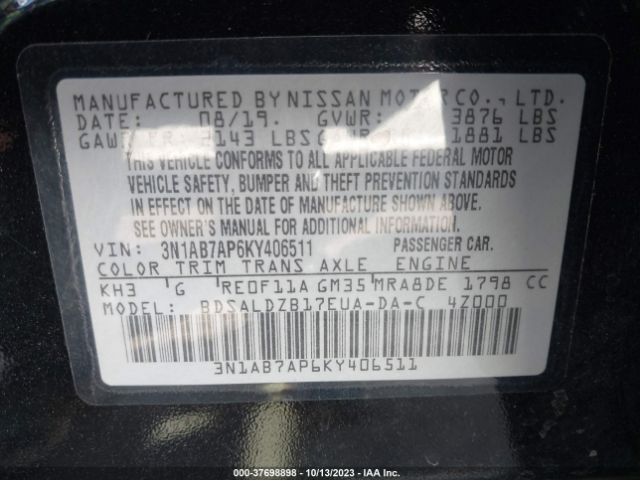 Photo 8 VIN: 3N1AB7AP6KY406511 - NISSAN SENTRA 