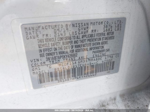 Photo 8 VIN: 3N1AB7AP6KY426662 - NISSAN SENTRA 