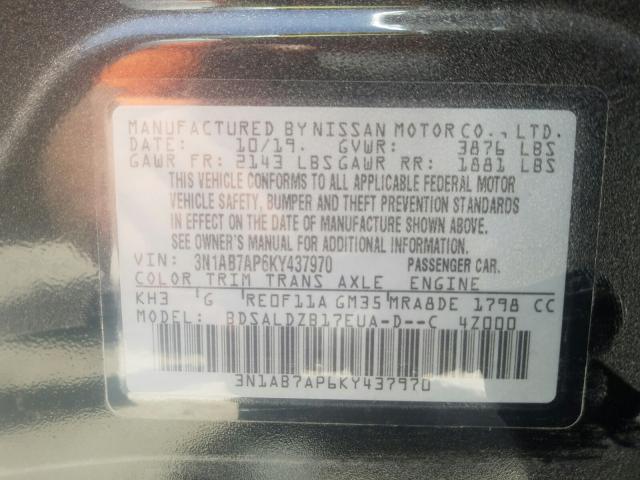 Photo 9 VIN: 3N1AB7AP6KY437970 - NISSAN SENTRA S 