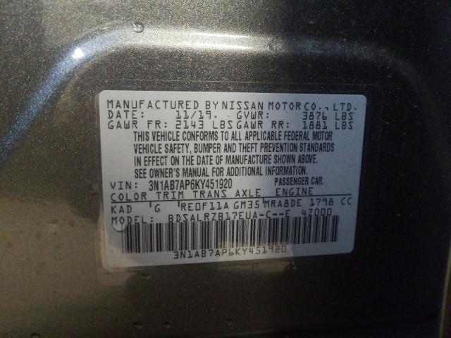 Photo 9 VIN: 3N1AB7AP6KY451920 - NISSAN SENTRA S 