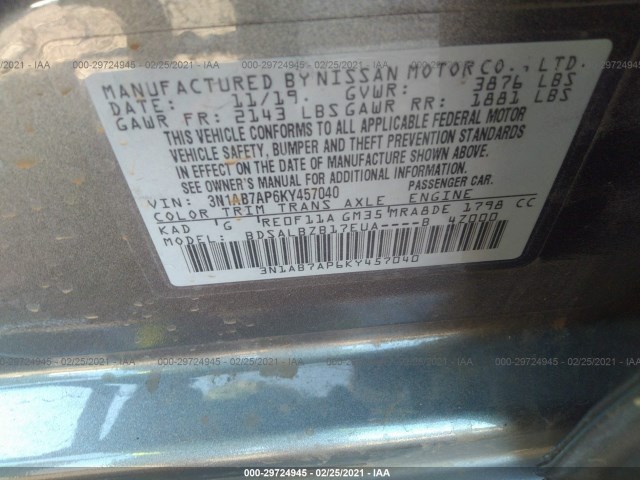 Photo 8 VIN: 3N1AB7AP6KY457040 - NISSAN SENTRA 