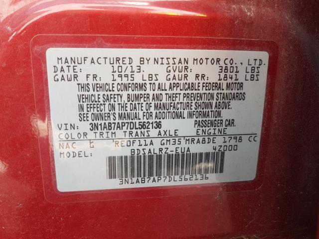 Photo 9 VIN: 3N1AB7AP7DL562136 - NISSAN SENTRA S 