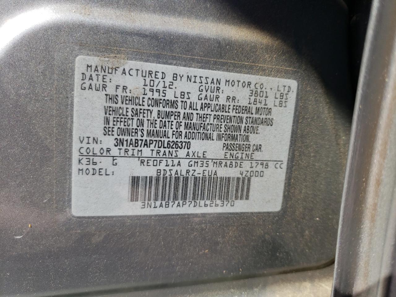 Photo 11 VIN: 3N1AB7AP7DL626370 - NISSAN SENTRA 