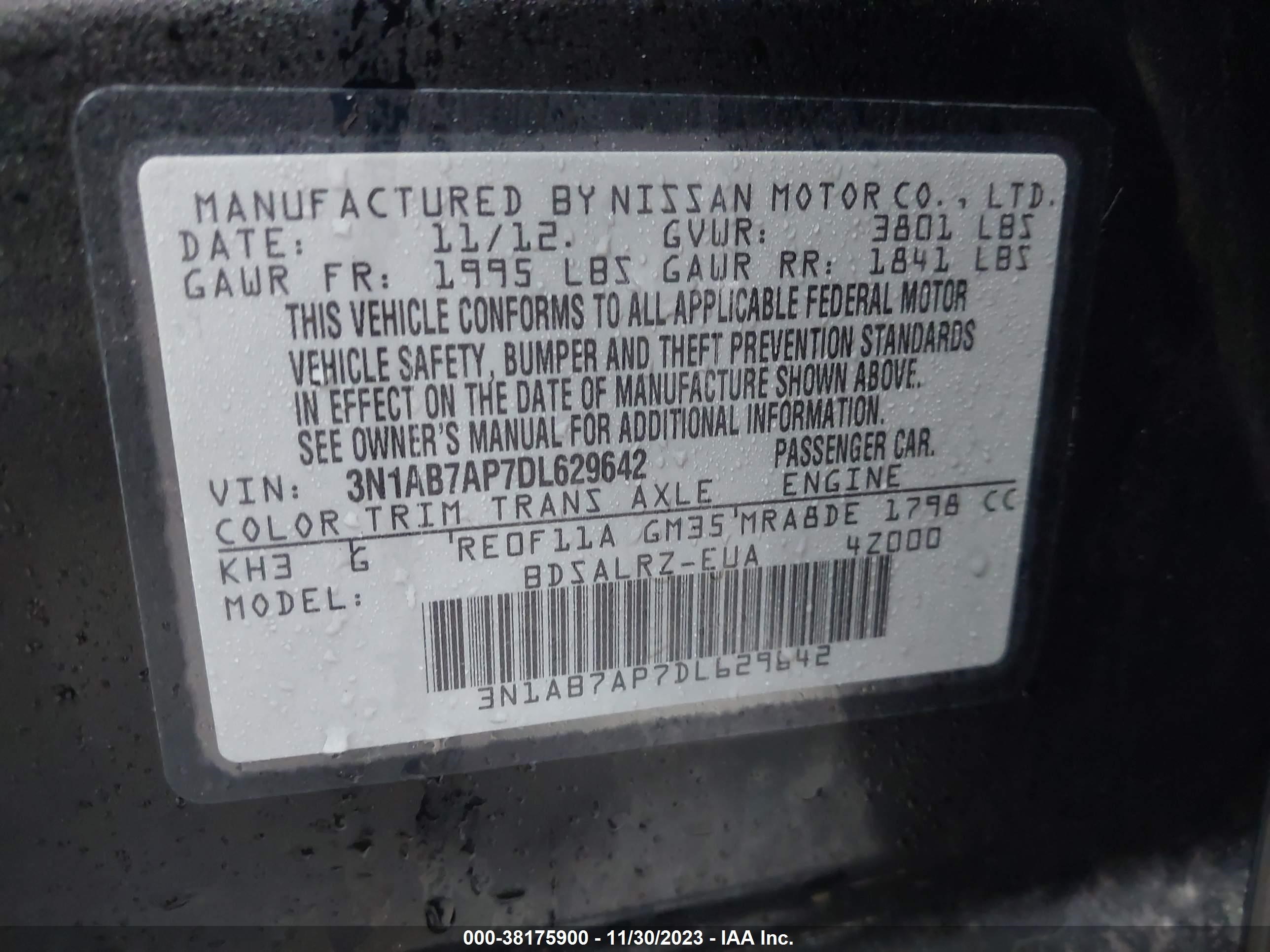 Photo 8 VIN: 3N1AB7AP7DL629642 - NISSAN SENTRA 