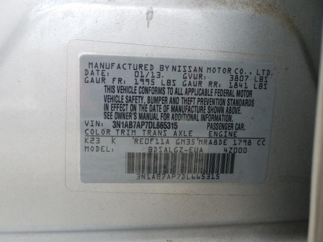 Photo 9 VIN: 3N1AB7AP7DL665315 - NISSAN SENTRA S 