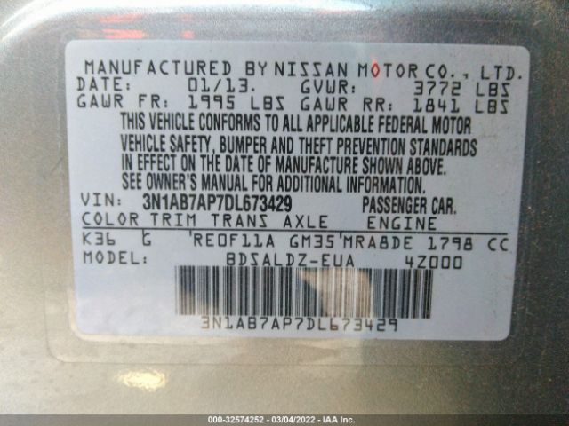 Photo 8 VIN: 3N1AB7AP7DL673429 - NISSAN SENTRA 