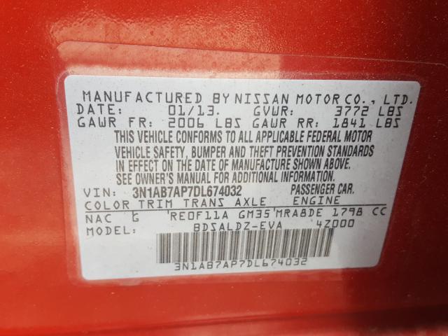 Photo 9 VIN: 3N1AB7AP7DL674032 - NISSAN SENTRA 