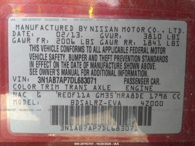 Photo 8 VIN: 3N1AB7AP7DL683071 - NISSAN SENTRA 