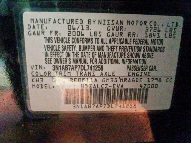 Photo 9 VIN: 3N1AB7AP7DL741258 - NISSAN SENTRA S 