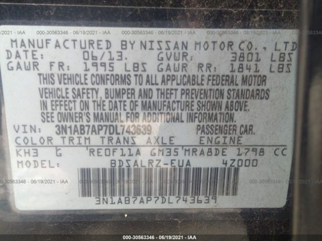 Photo 8 VIN: 3N1AB7AP7DL743639 - NISSAN SENTRA 