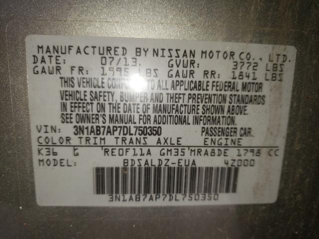 Photo 9 VIN: 3N1AB7AP7DL750350 - NISSAN SENTRA S 