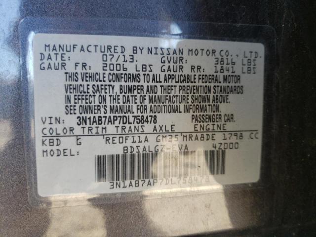 Photo 9 VIN: 3N1AB7AP7DL758478 - NISSAN SENTRA S 