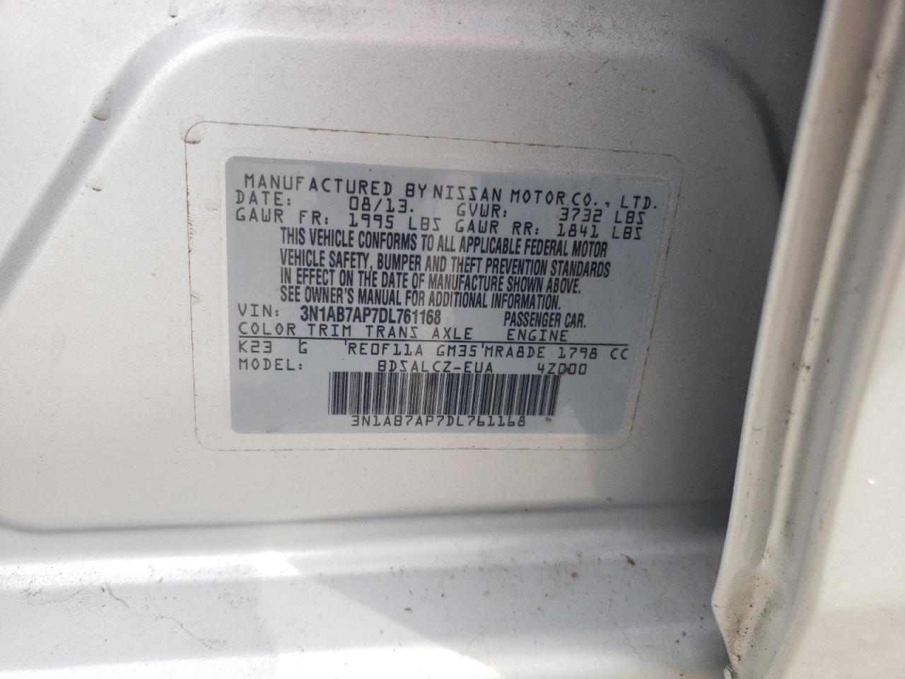 Photo 11 VIN: 3N1AB7AP7DL761168 - NISSAN SENTRA 