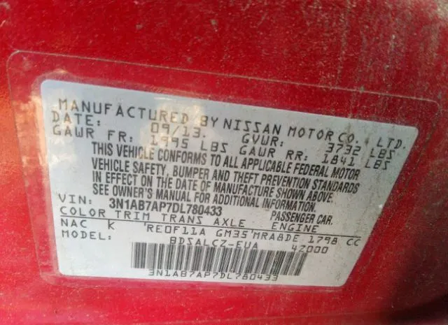 Photo 8 VIN: 3N1AB7AP7DL780433 - NISSAN SENTRA 