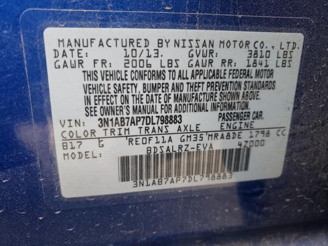 Photo 9 VIN: 3N1AB7AP7DL798883 - NISSAN SENTRA S 