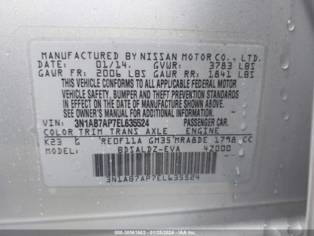 Photo 8 VIN: 3N1AB7AP7EL635524 - NISSAN SENTRA 