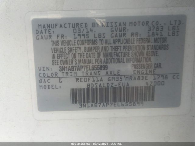 Photo 8 VIN: 3N1AB7AP7EL655899 - NISSAN SENTRA 