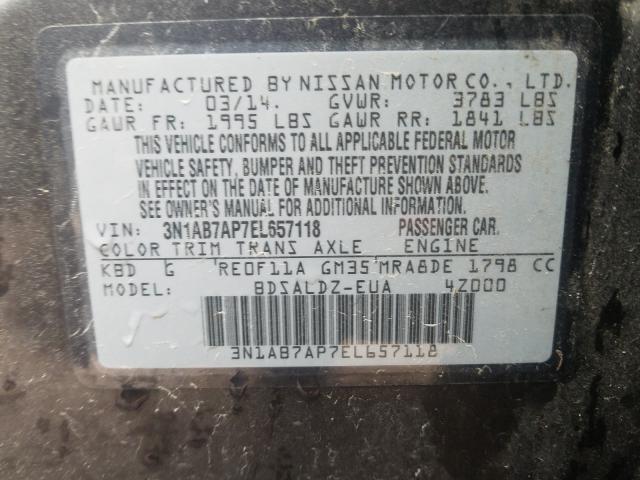 Photo 9 VIN: 3N1AB7AP7EL657118 - NISSAN SENTRA S 