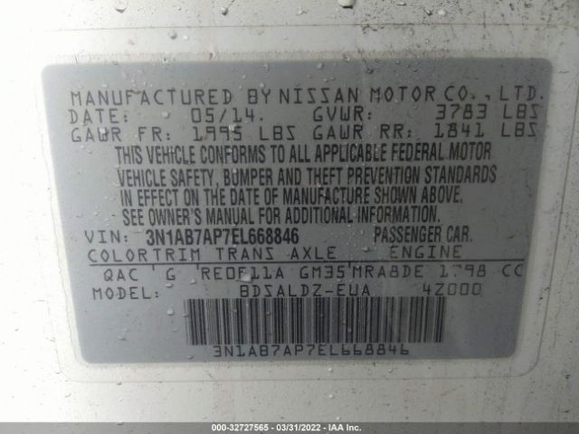 Photo 8 VIN: 3N1AB7AP7EL668846 - NISSAN SENTRA 