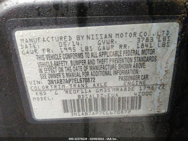 Photo 8 VIN: 3N1AB7AP7EL670872 - NISSAN SENTRA 