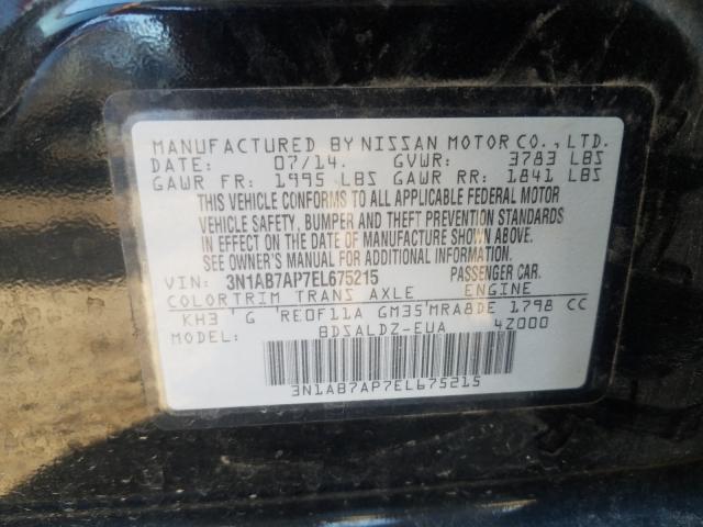 Photo 9 VIN: 3N1AB7AP7EL675215 - NISSAN SENTRA S 