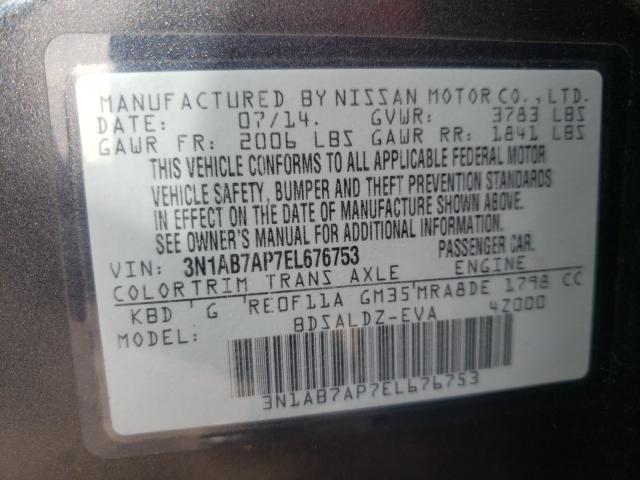 Photo 9 VIN: 3N1AB7AP7EL676753 - NISSAN SENTRA S 