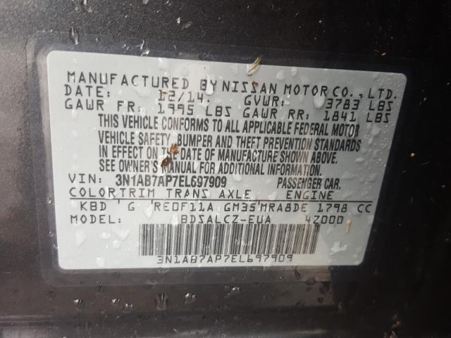 Photo 9 VIN: 3N1AB7AP7EL697909 - NISSAN SENTRA S 