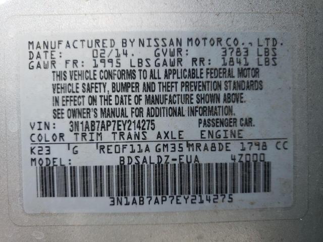 Photo 9 VIN: 3N1AB7AP7EY214275 - NISSAN SENTRA S 