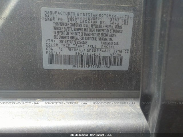 Photo 8 VIN: 3N1AB7AP7EY224448 - NISSAN SENTRA 