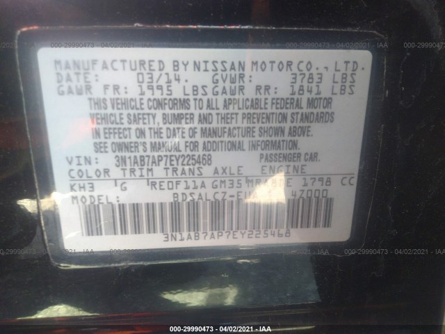 Photo 8 VIN: 3N1AB7AP7EY225468 - NISSAN SENTRA 