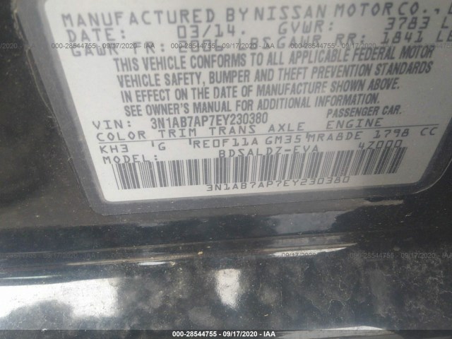 Photo 8 VIN: 3N1AB7AP7EY230380 - NISSAN SENTRA 