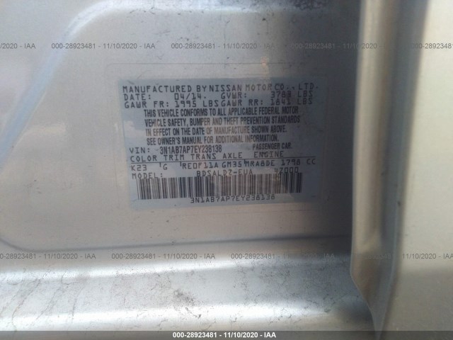 Photo 8 VIN: 3N1AB7AP7EY238138 - NISSAN SENTRA 