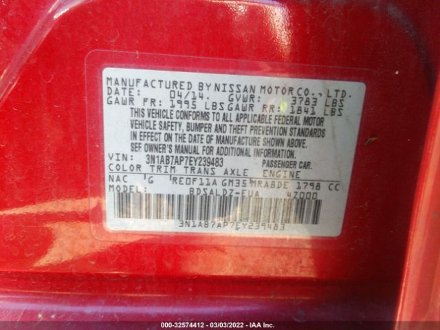 Photo 8 VIN: 3N1AB7AP7EY239483 - NISSAN SENTRA 