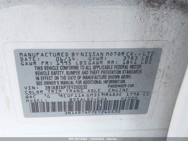 Photo 8 VIN: 3N1AB7AP7EY260530 - NISSAN SENTRA 